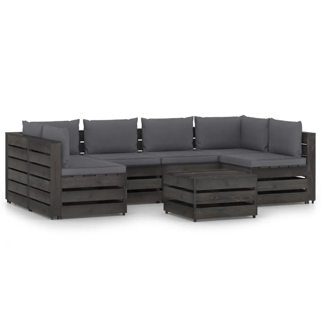 vidaXL Set Salotto da Giardino con Cuscini 7pz Legno Impregnato Grigio