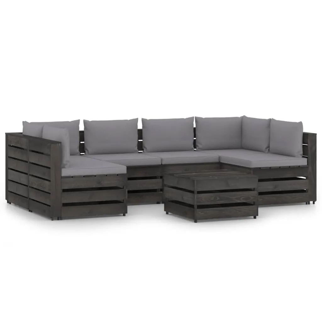 vidaXL Set Salotto da Giardino con Cuscini 7pz Legno Impregnato Grigio