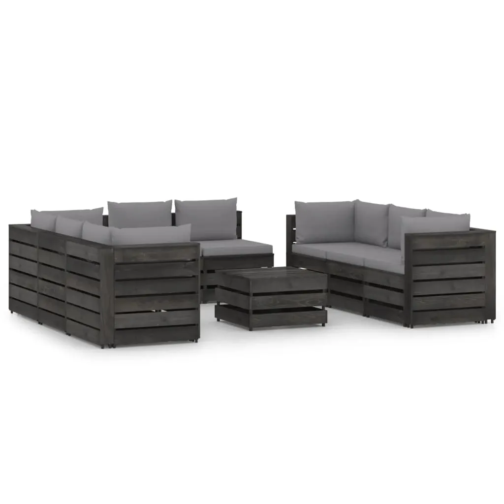 vidaXL Set Salotto da Giardino con Cuscini 9pz Legno Impregnato Grigio