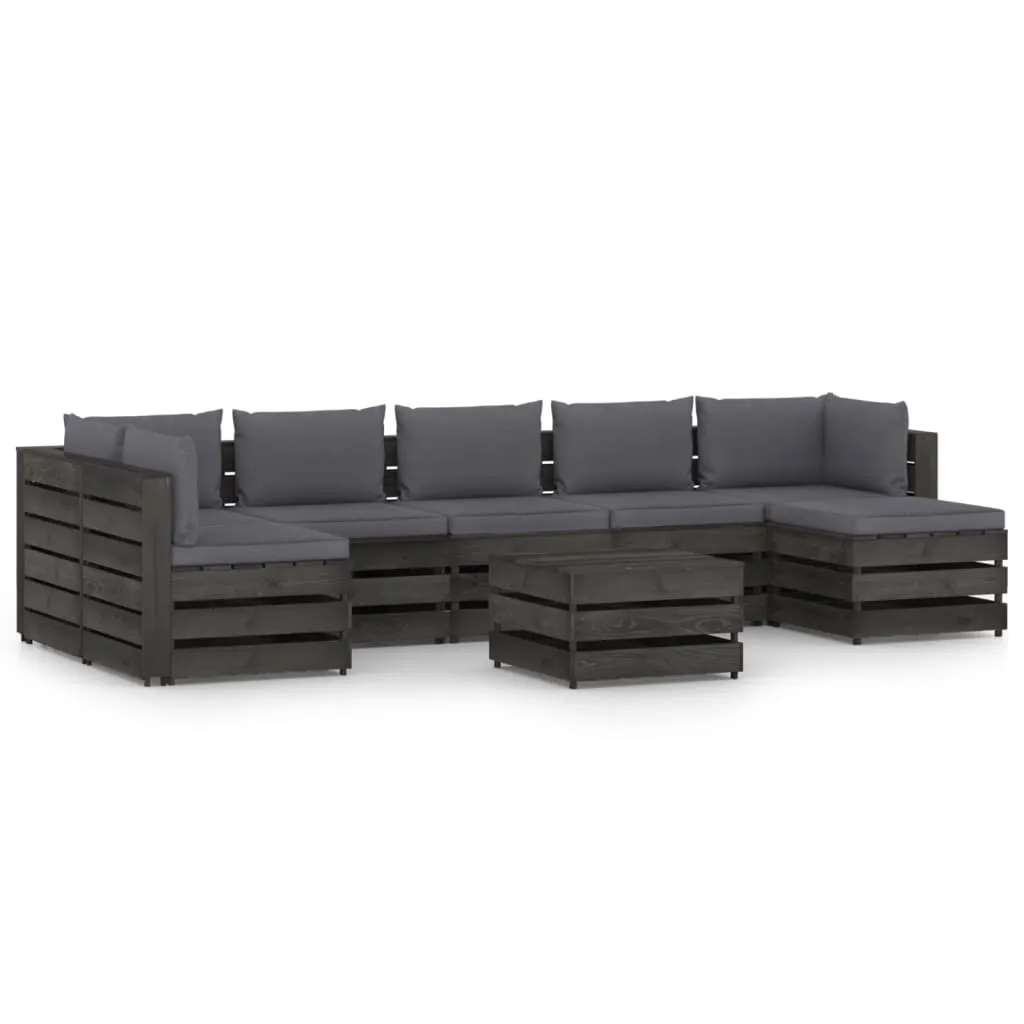 vidaXL Set Salotto da Giardino con Cuscini 8pz Legno Impregnato Grigio