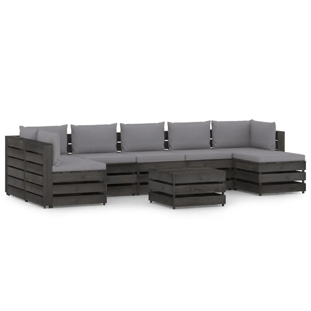 vidaXL Set Salotto da Giardino con Cuscini 8pz Legno Impregnato Grigio