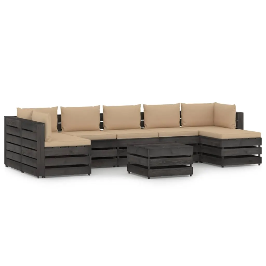 vidaXL Set Salotto da Giardino con Cuscini 8pz Legno Impregnato Grigio