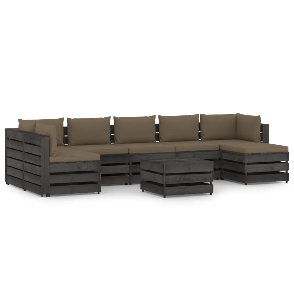 vidaXL Set Divani da Giardino con Cuscini 8 pz Legno Impregnato Grigio