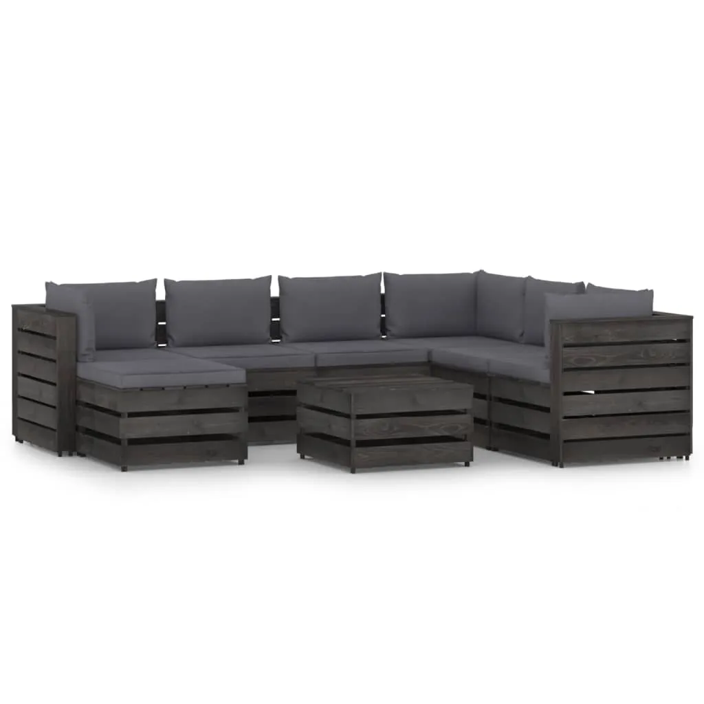 vidaXL Set Salotto da Giardino con Cuscini 8pz Legno Impregnato Grigio