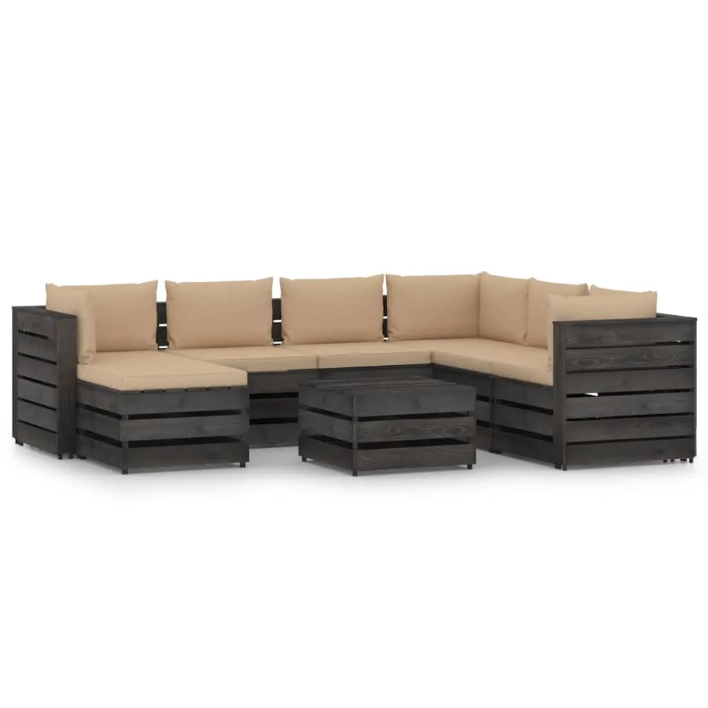 vidaXL Set Salotto da Giardino con Cuscini 8pz Legno Impregnato Grigio