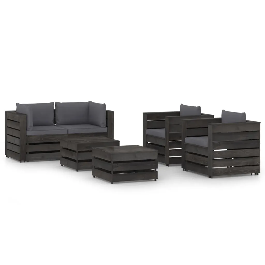 vidaXL Set Salotto da Giardino 6pz con Cuscini Legno Impregnato Grigio