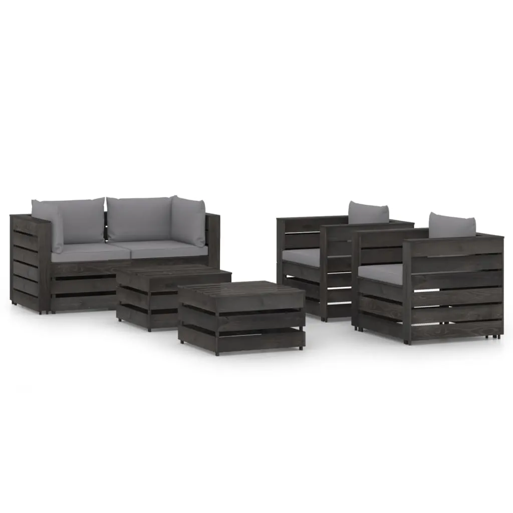 vidaXL Set Salotto da Giardino 6pz con Cuscini Legno Impregnato Grigio