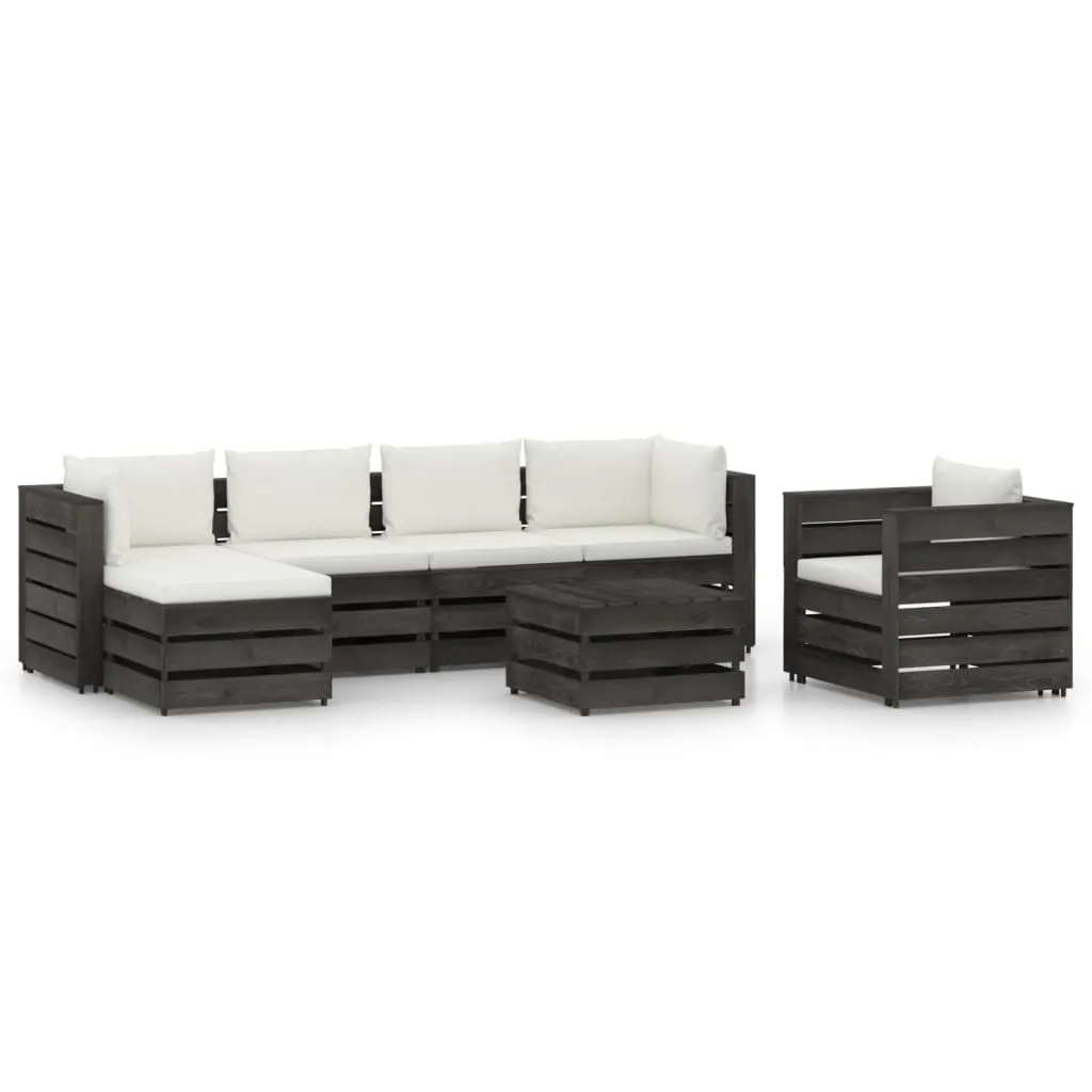 vidaXL Set Salotto da Giardino 7pz con Cuscini Legno Impregnato Grigio