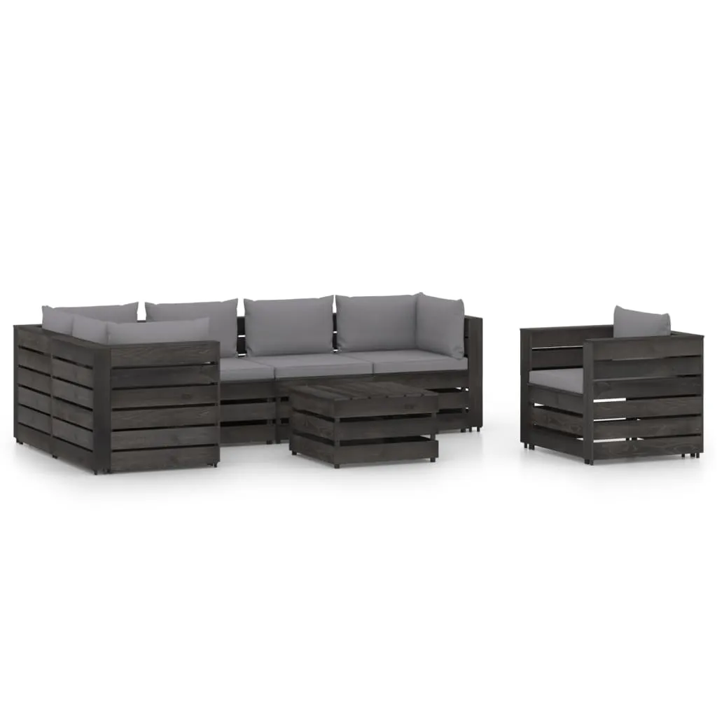 vidaXL Set Salotto da Giardino con Cuscini 7pz Legno Impregnato Grigio