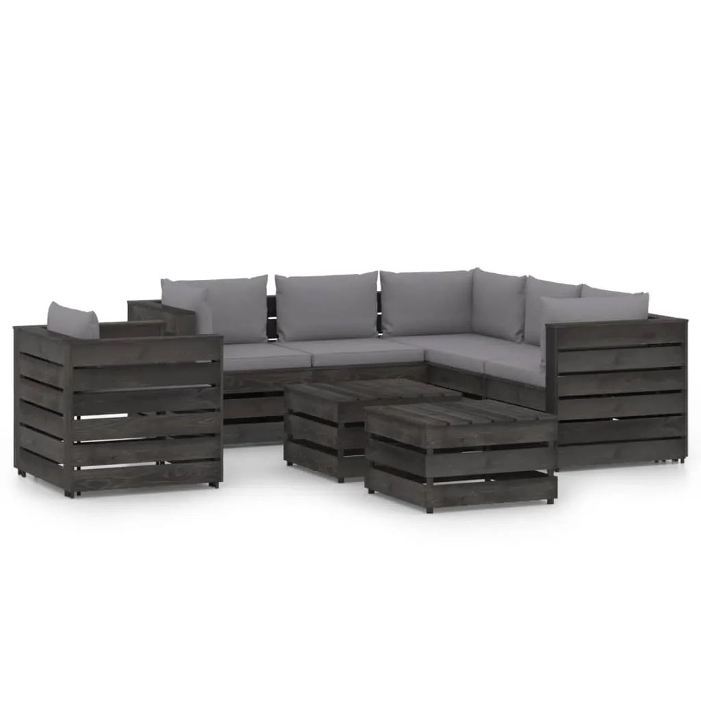 vidaXL Set Salotto da Giardino con Cuscini 8pz Legno Impregnato Grigio