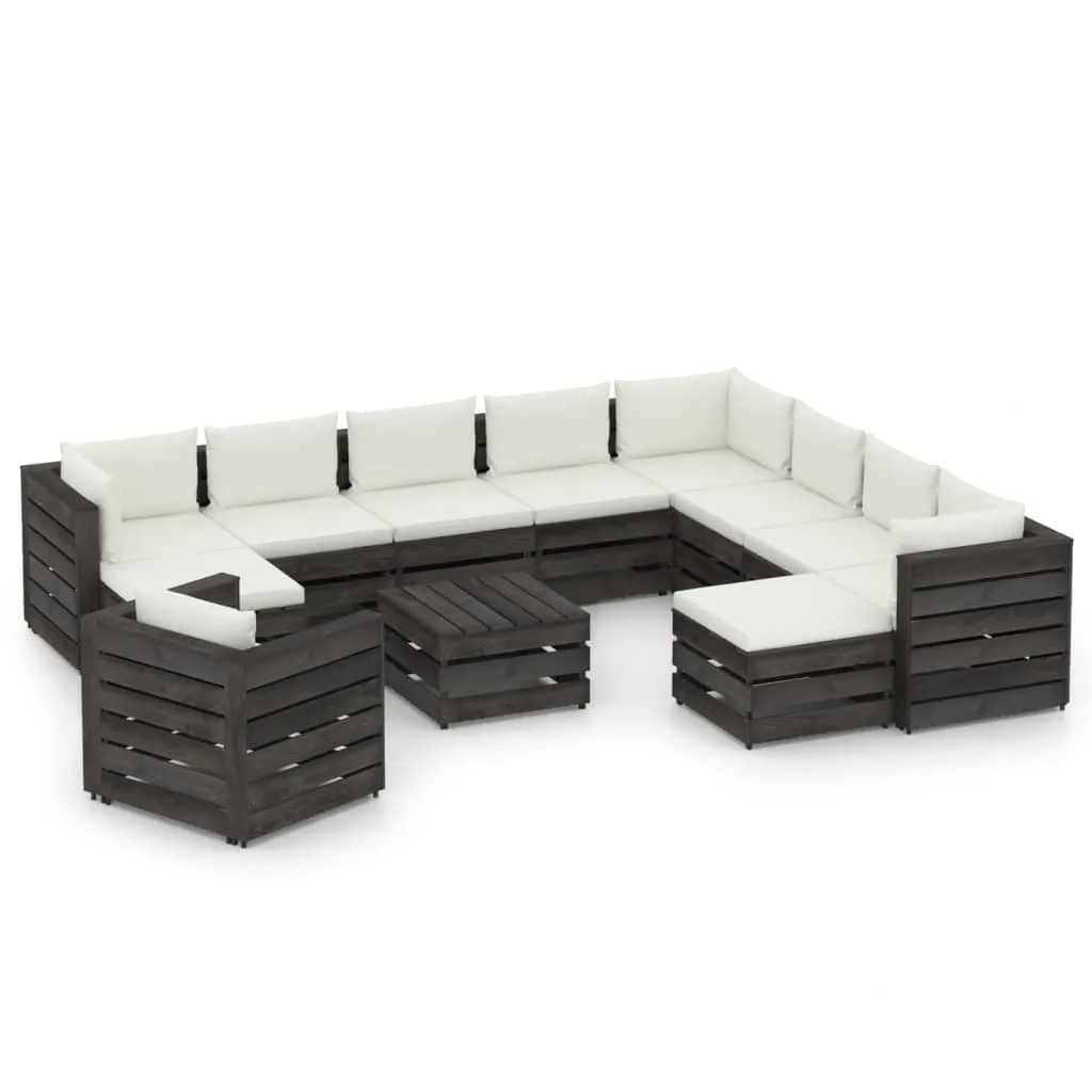 vidaXL Set Salotto Giardino con Cuscini 12 pz Legno Impregnato Grigio