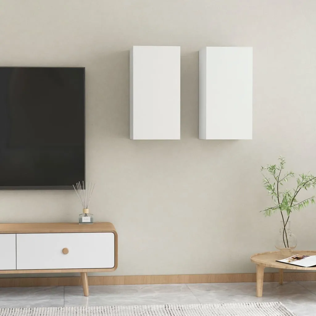 vidaXL Mobili TV Bianchi 2 pz 30,5x30x60 cm in Legno Multistrato