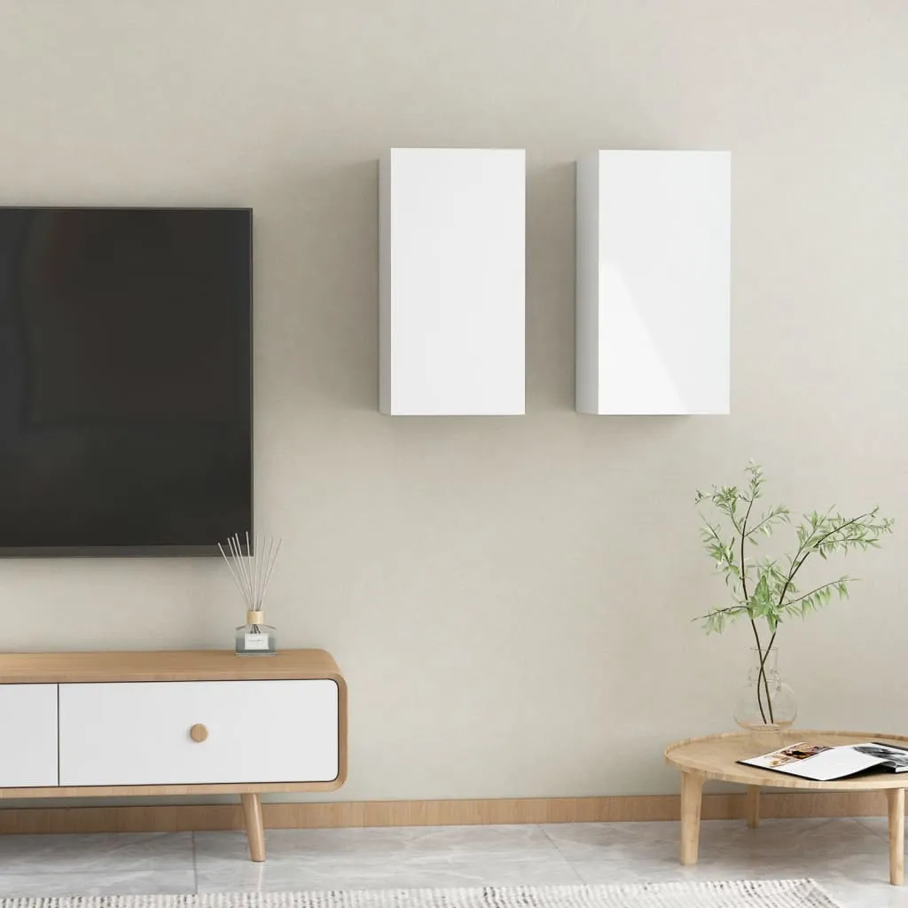 vidaXL Mobili TV 2pz Bianco Lucido 30,5x30x60 cm Legno Multistrato