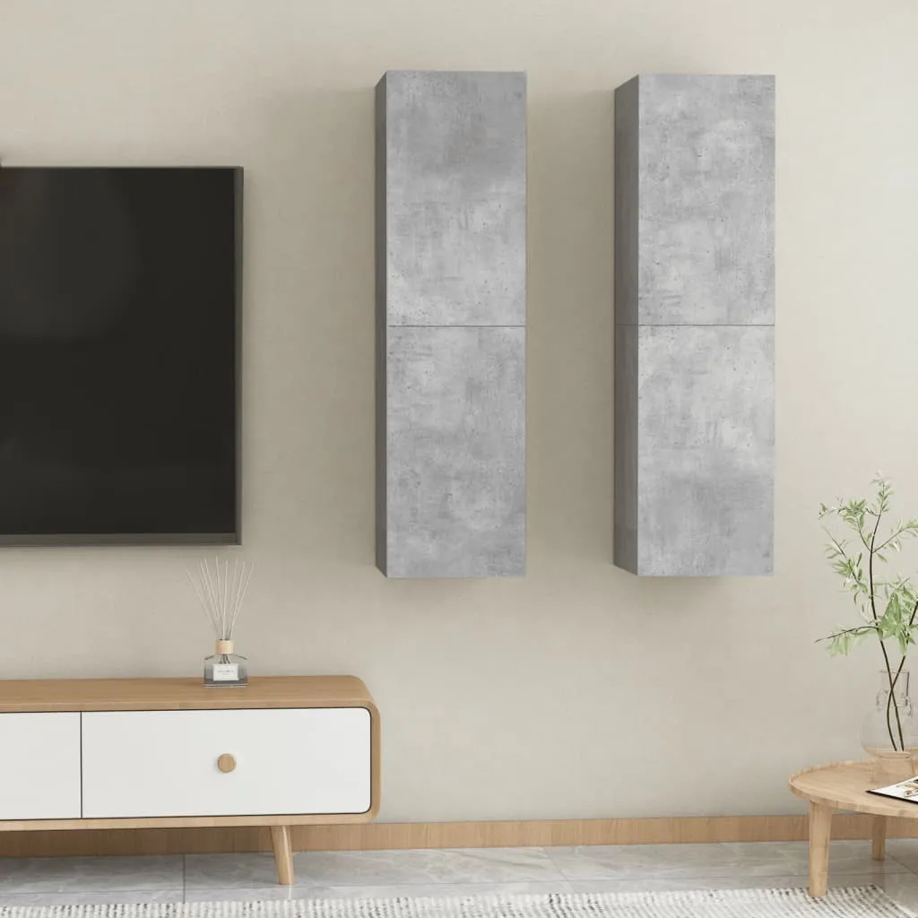 vidaXL Mobili TV 2pz Grigio Cemento 30,5x30x110 cm Legno Multistrato