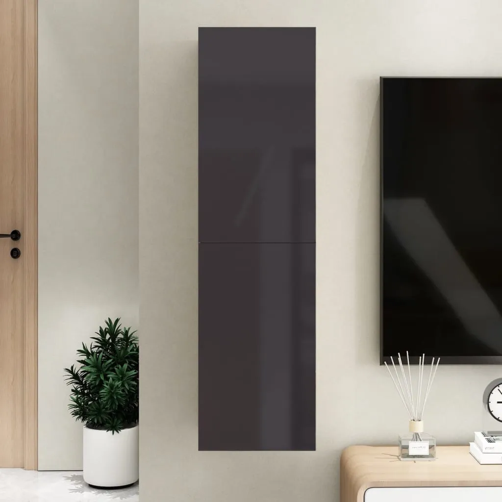 vidaXL Mobile Porta TV Grigio Lucido 30,5x30x110 cm Legno Multistrato