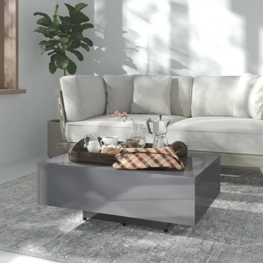 vidaXL Tavolino da Salotto Grigio Lucido 85x55x31 cm Legno Multistrato