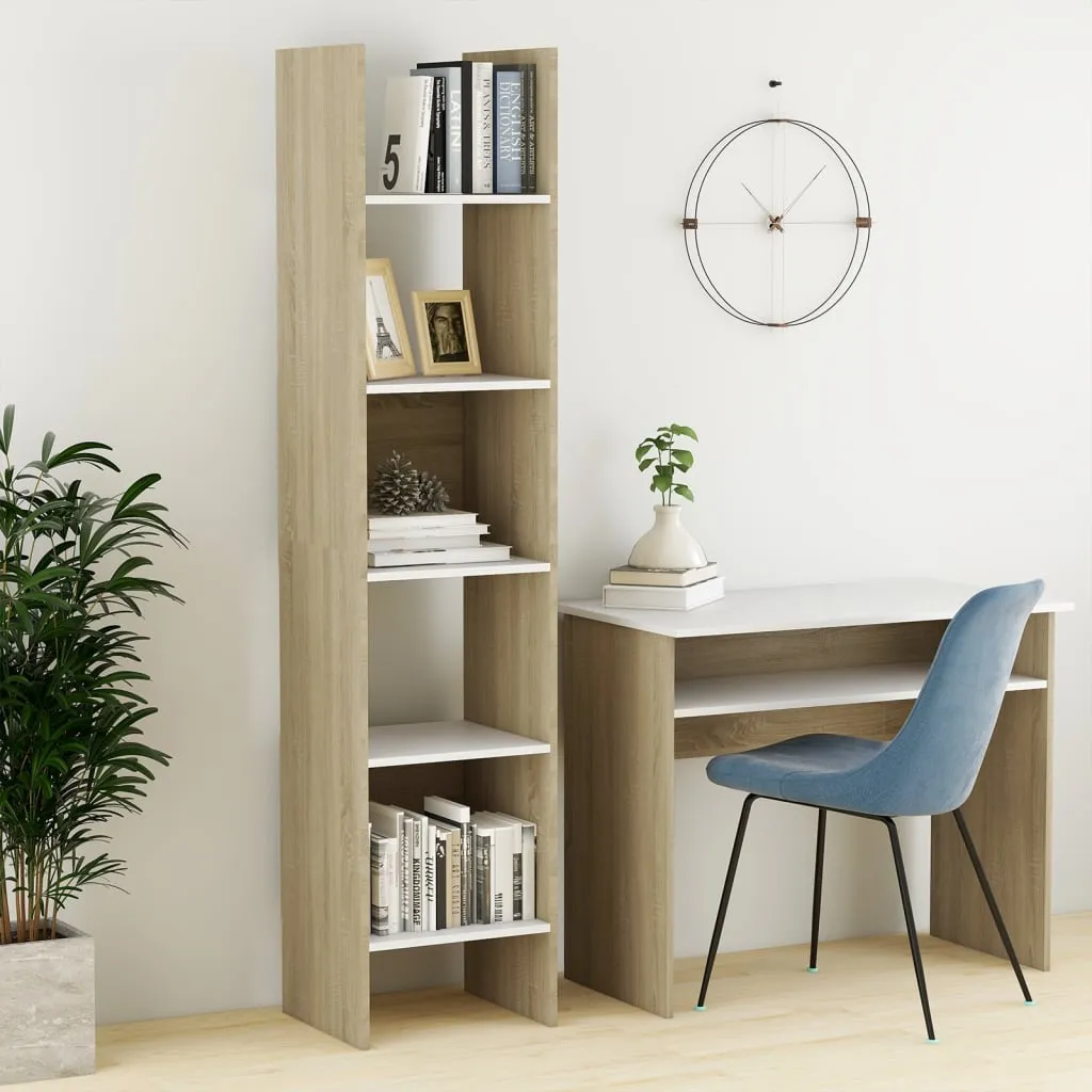 vidaXL Libreria Bianca e Rovere Sonoma 40x35x180 cm Legno Multistrato