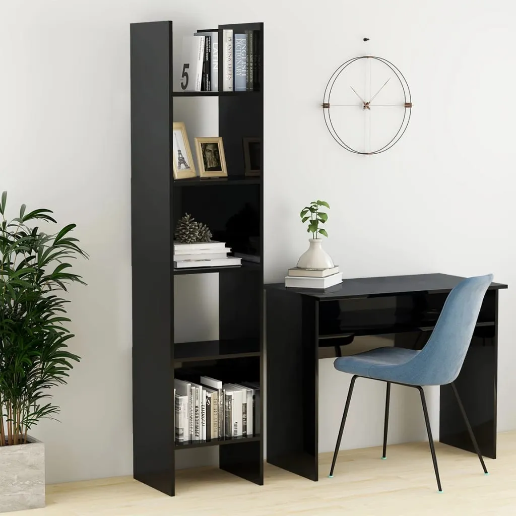 vidaXL Libreria Nero Lucido 40x35x180 cm in Legno Multistrato