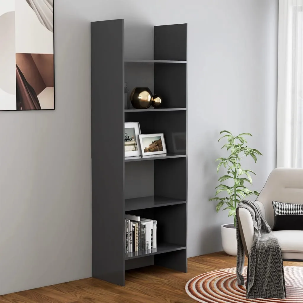 vidaXL Libreria Grigia 60x35x180 cm in Legno Multistrato