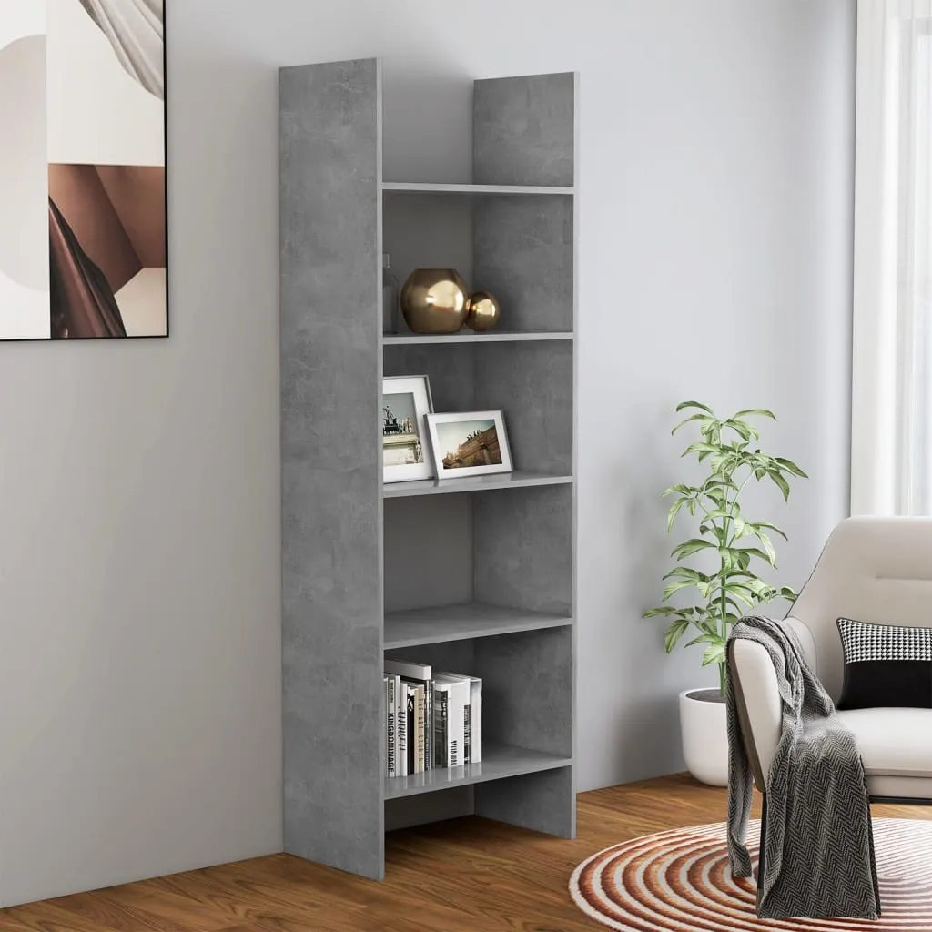 vidaXL Libreria Grigio Cemento 60x35x180 cm in Legno Multistrato