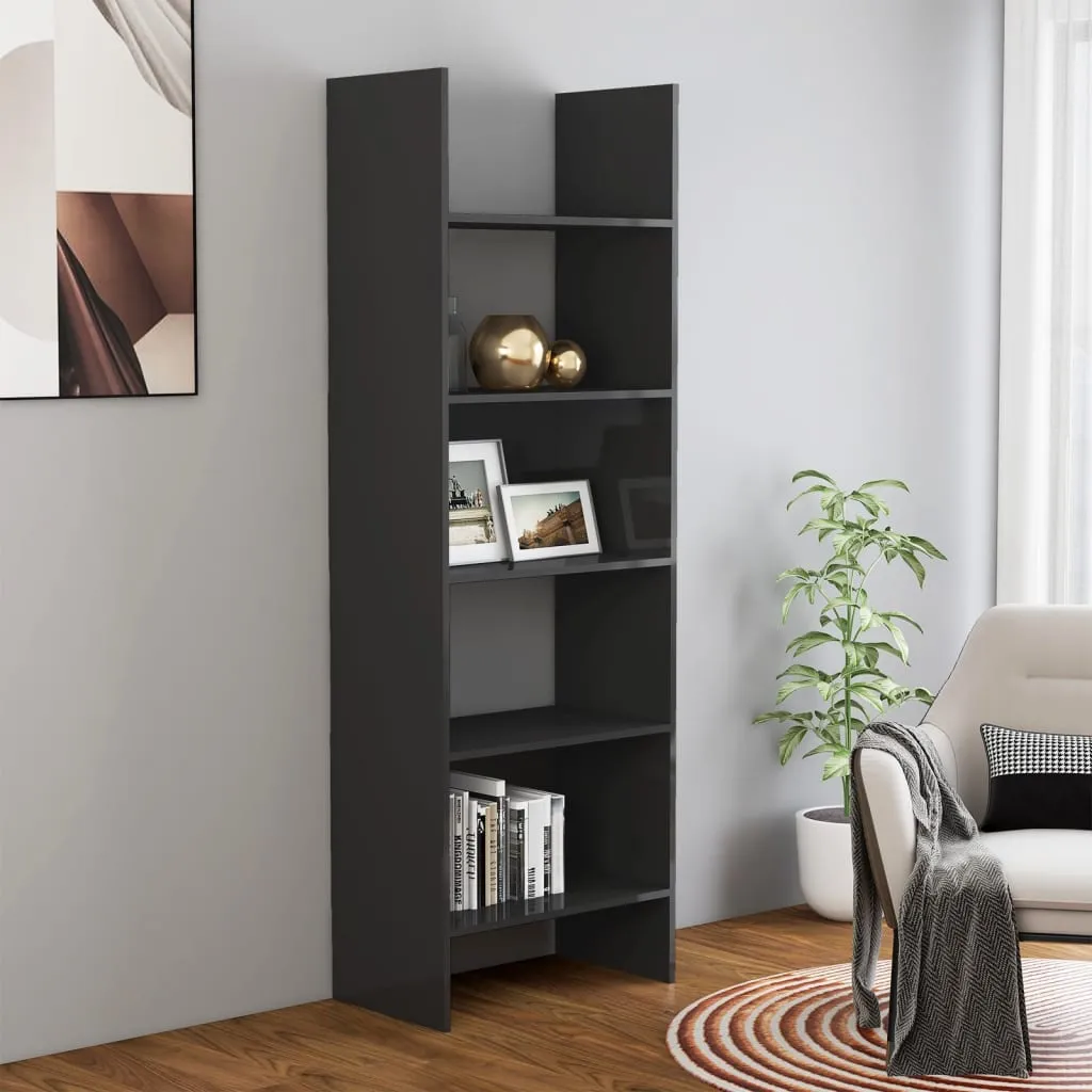 vidaXL Libreria Grigio Lucido 60x35x180 cm in Legno Multistrato