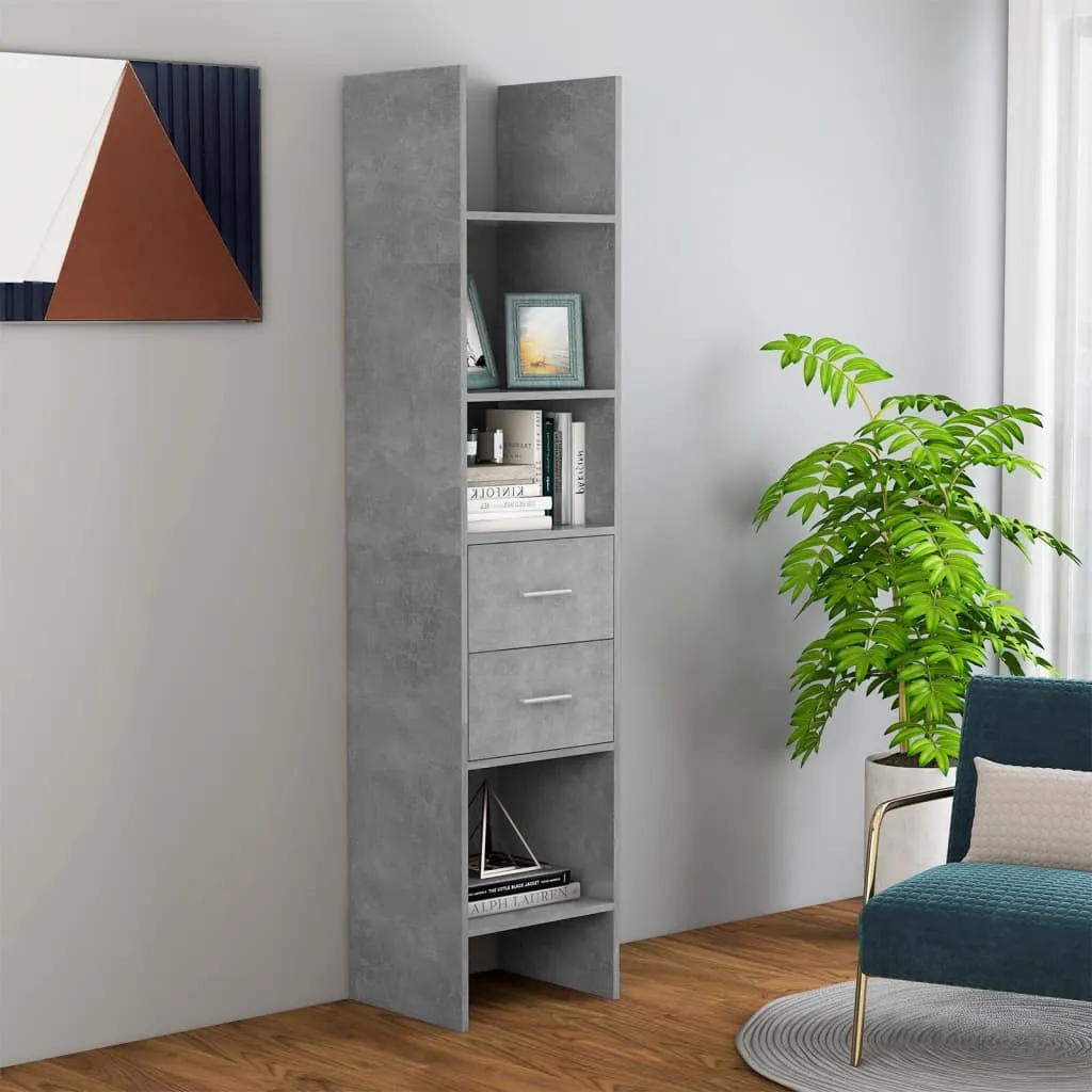 vidaXL Libreria Grigio Cemento 40x35x180 cm in Legno Multistrato