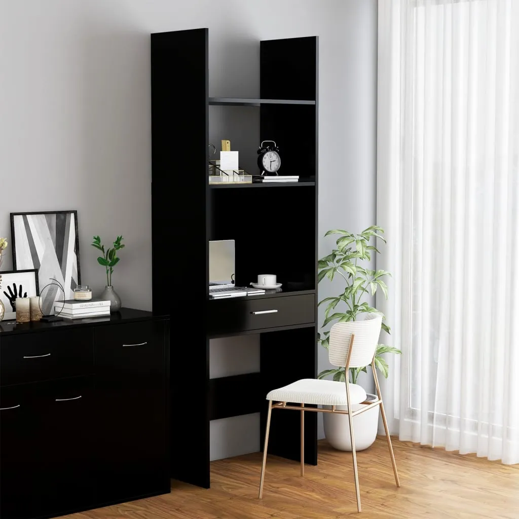 vidaXL Libreria Nera 60x35x180 cm in Legno Multistrato