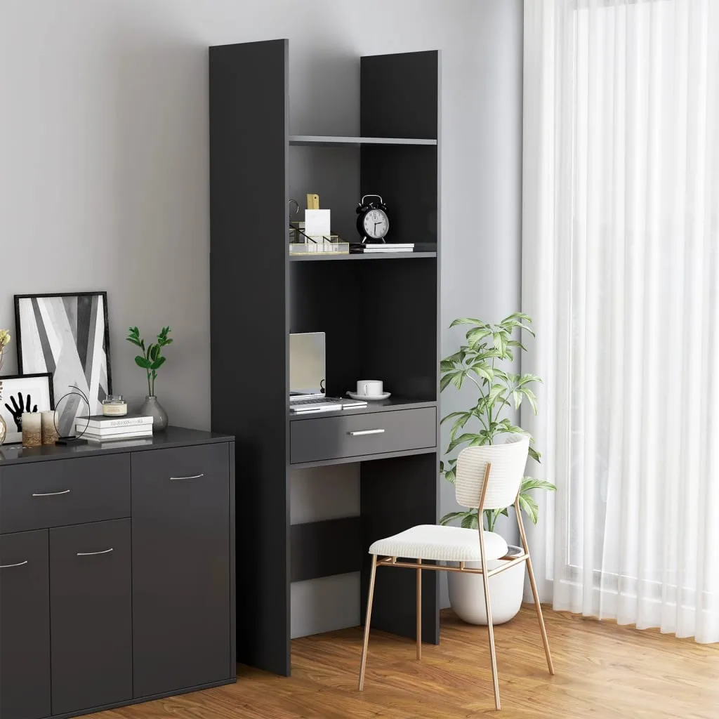 vidaXL Libreria Grigia 60x35x180 cm in Legno Multistrato