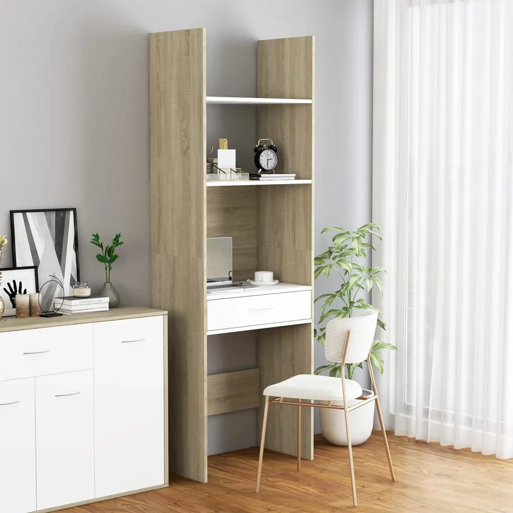 vidaXL Libreria Bianca e Rovere Sonoma 60x35x180 cm Legno Multistrato