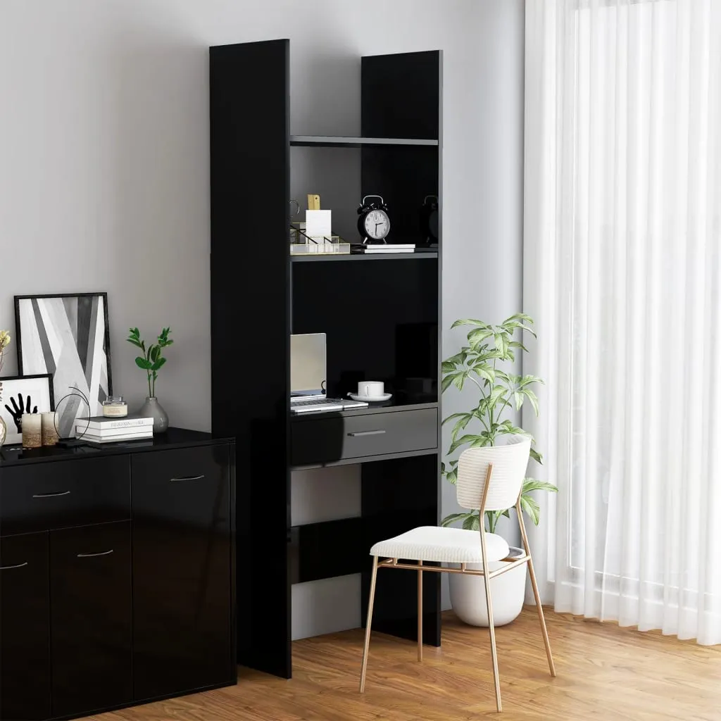 vidaXL Libreria Nero Lucido 60x35x180 cm in Legno Multistrato