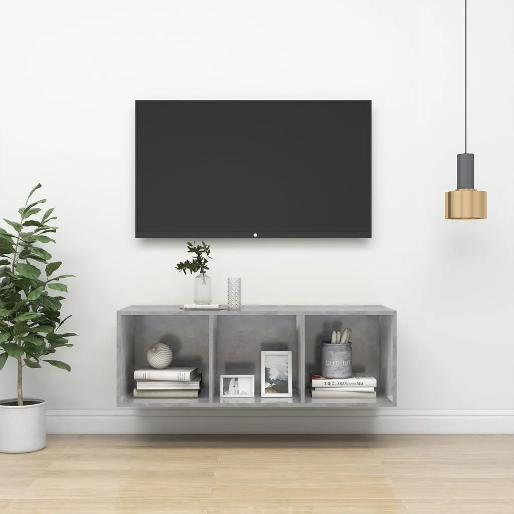 vidaXL Mobile TV a Parete Grigio Cemento 37x37x107cm Legno Multistrato