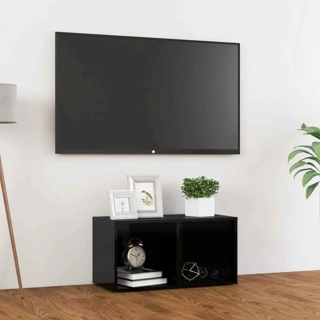 vidaXL Mobile Porta TV Nero Lucido 72x35x36,5cm in Legno Multistrato