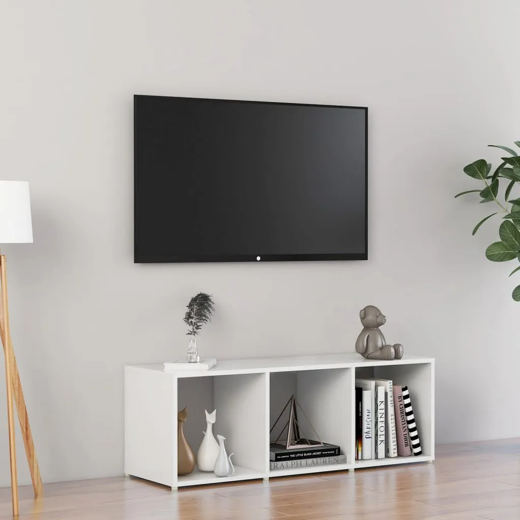 vidaXL Mobile Porta TV Bianco Lucido 107x35x37 cm in Legno Multistrato