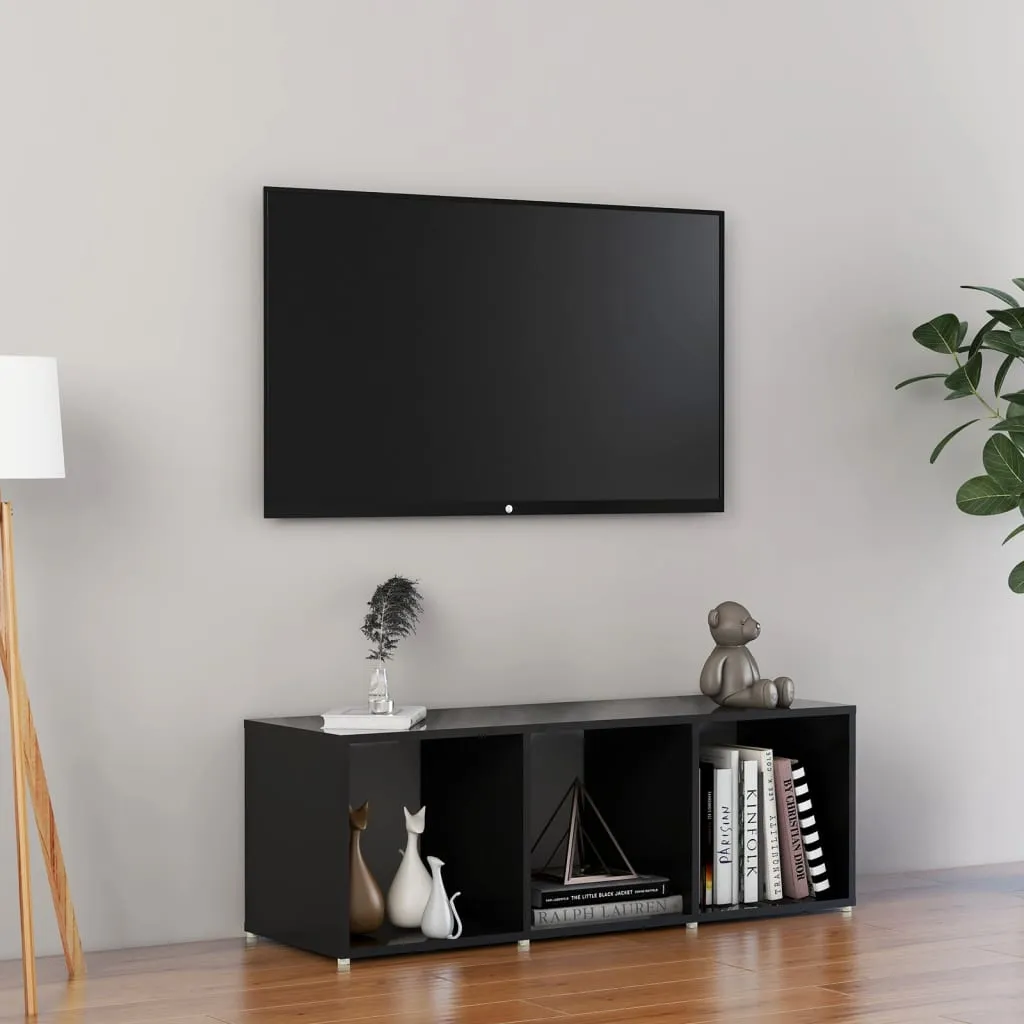 vidaXL Mobile Porta TV Nero Lucido 107x35x37 cm in Legno Multistrato