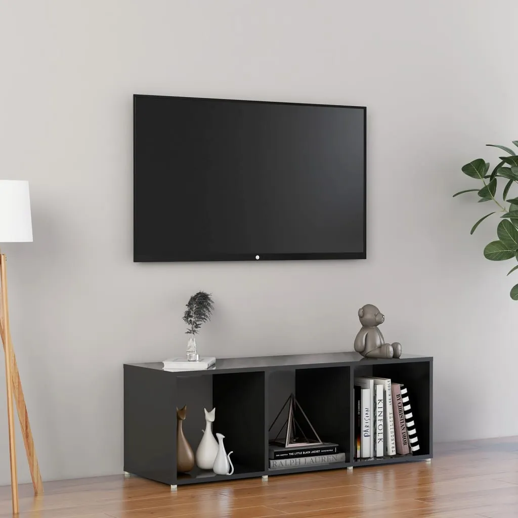 vidaXL Mobile Porta TV Grigio Lucido 107x35x37 cm in Legno Multistrato