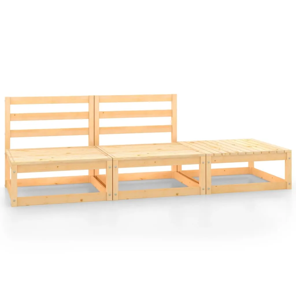 vidaXL Set Divani da Giardino 3 pz in Legno Massello di Pino