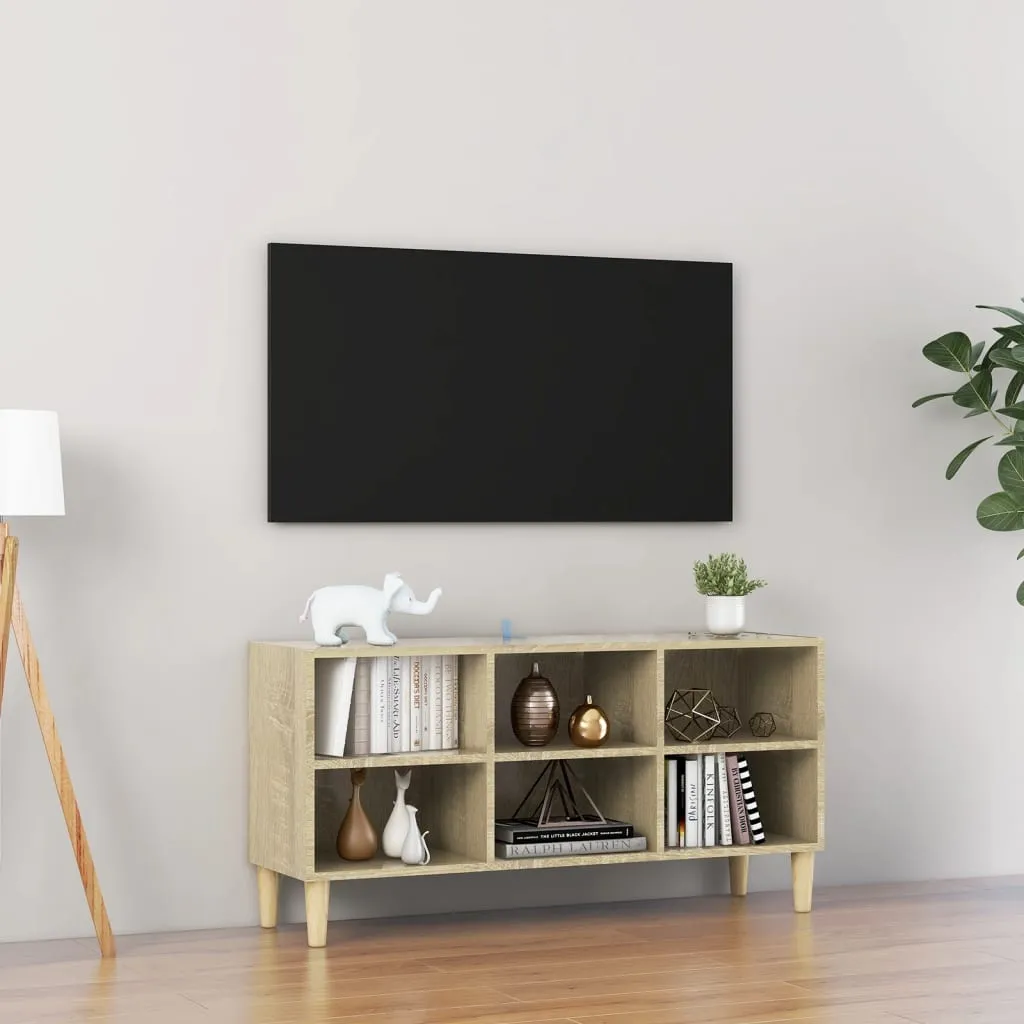 vidaXL Mobile TV Gambe in Legno Massello Rovere Sonoma 103,5x30x50cm