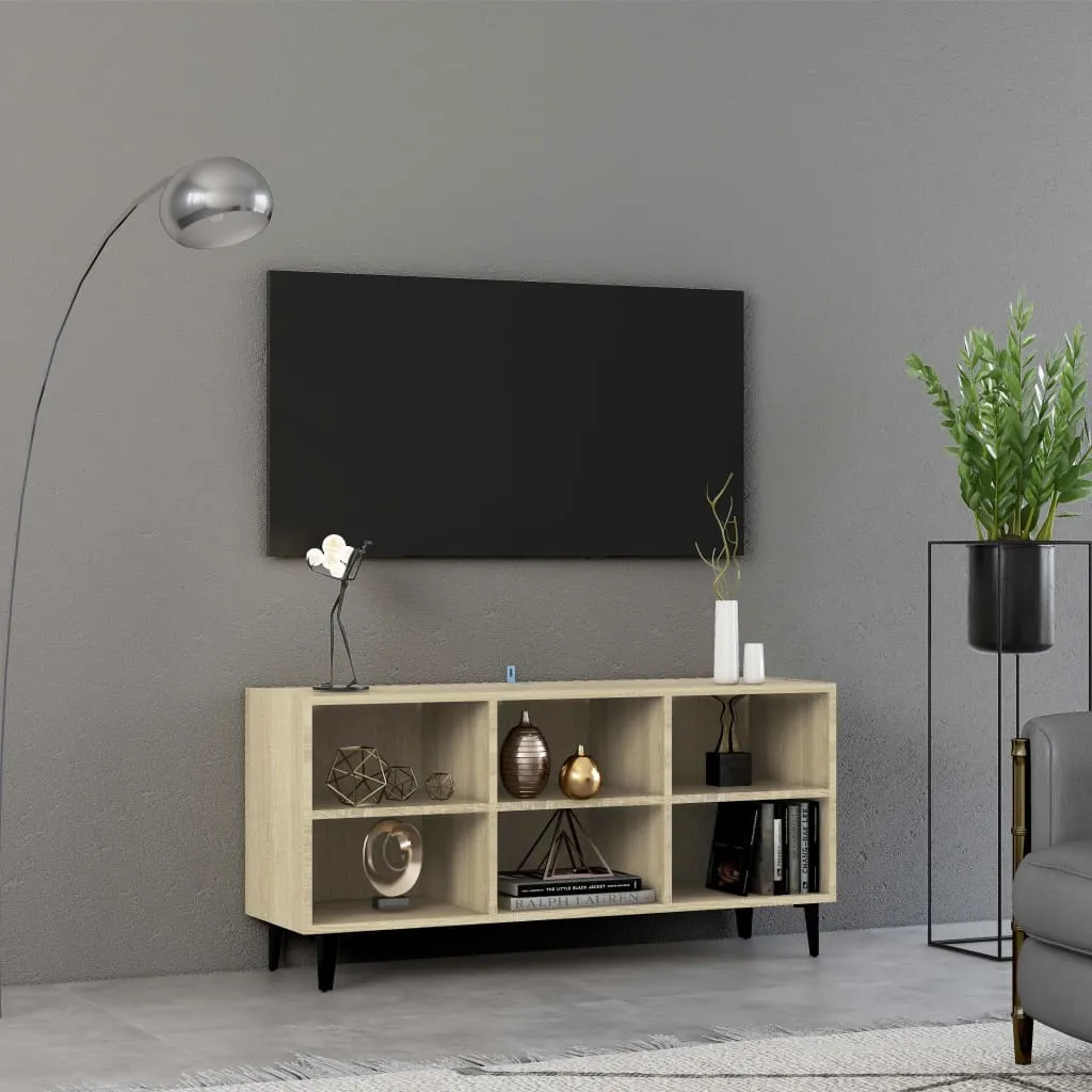 vidaXL Mobile TV con Gambe in Metallo Rovere Sonoma 103,5x30x50 cm