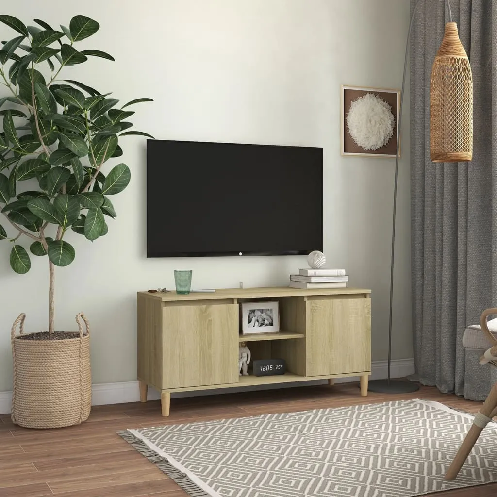 vidaXL Mobile TV con Gambe in Legno Rovere Sonoma 103,5x30x50 cm