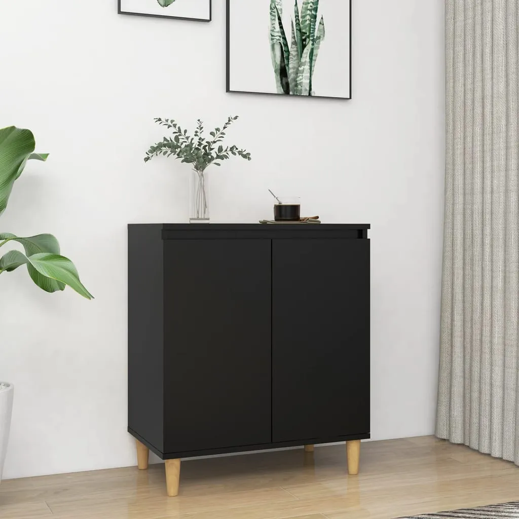 vidaXL Credenza con Gambe Legno Massello Nera 60x35x70 cm Multistrato