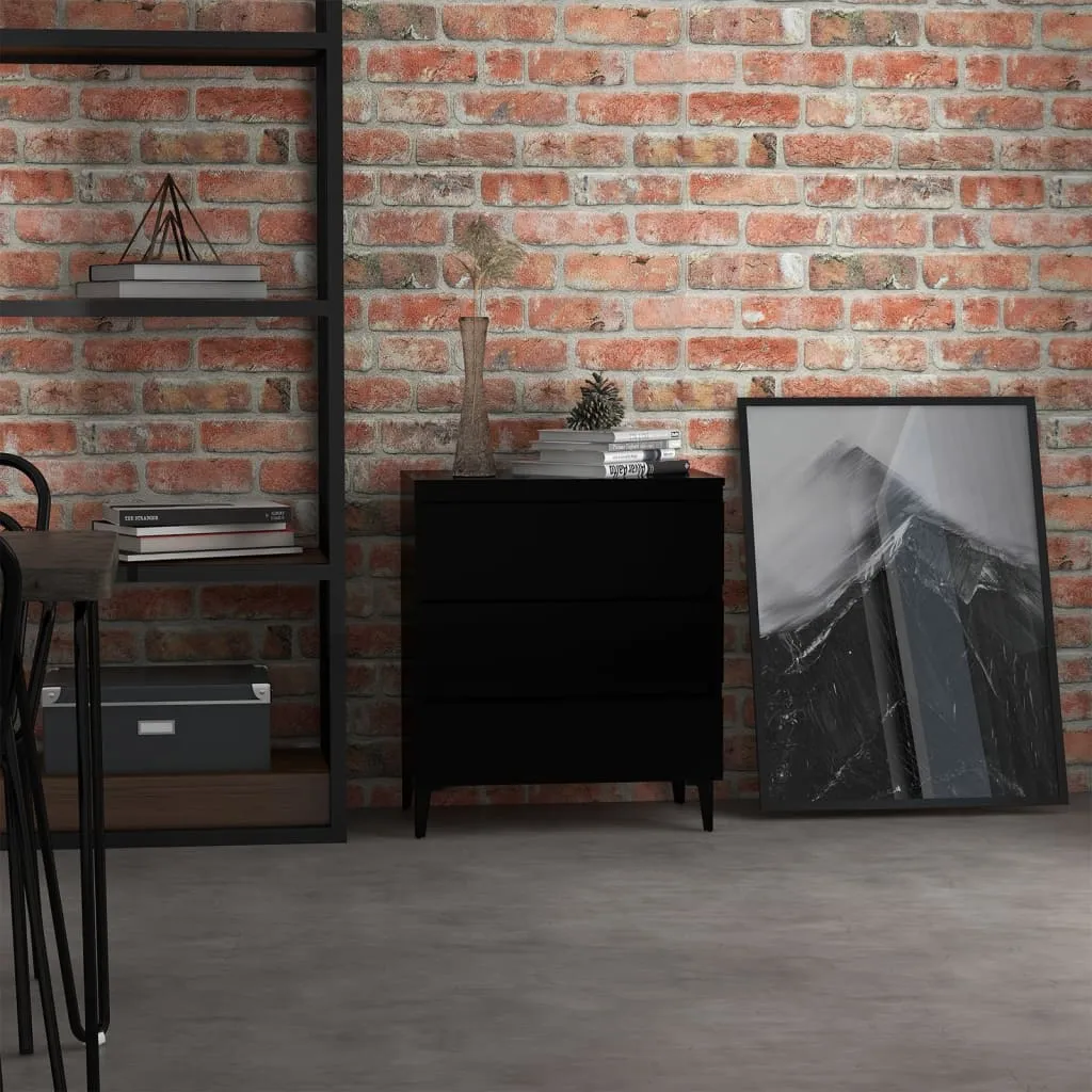 vidaXL Credenza Nera 60x35x69 cm in Legno Multistrato