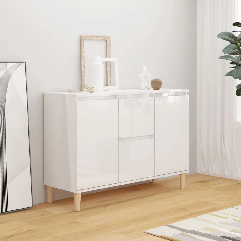 vidaXL Credenza Bianco Lucido 103,5x35x70 cm in Legno Multistrato