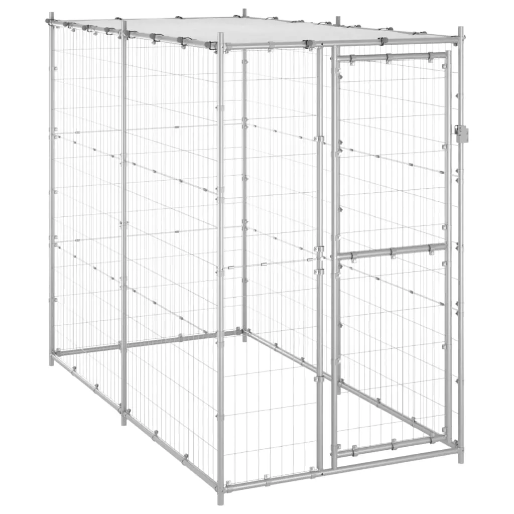 vidaXL Gabbia per Cani da Esterno in Acciaio con Tetto 110x220x180 cm