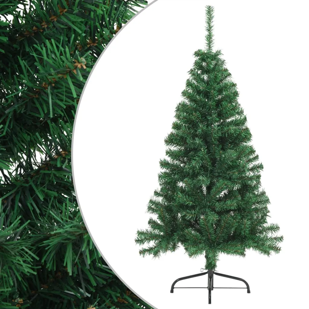 vidaXL Albero di Natale Artificiale Metà con Supporto Verde 120 cm PVC