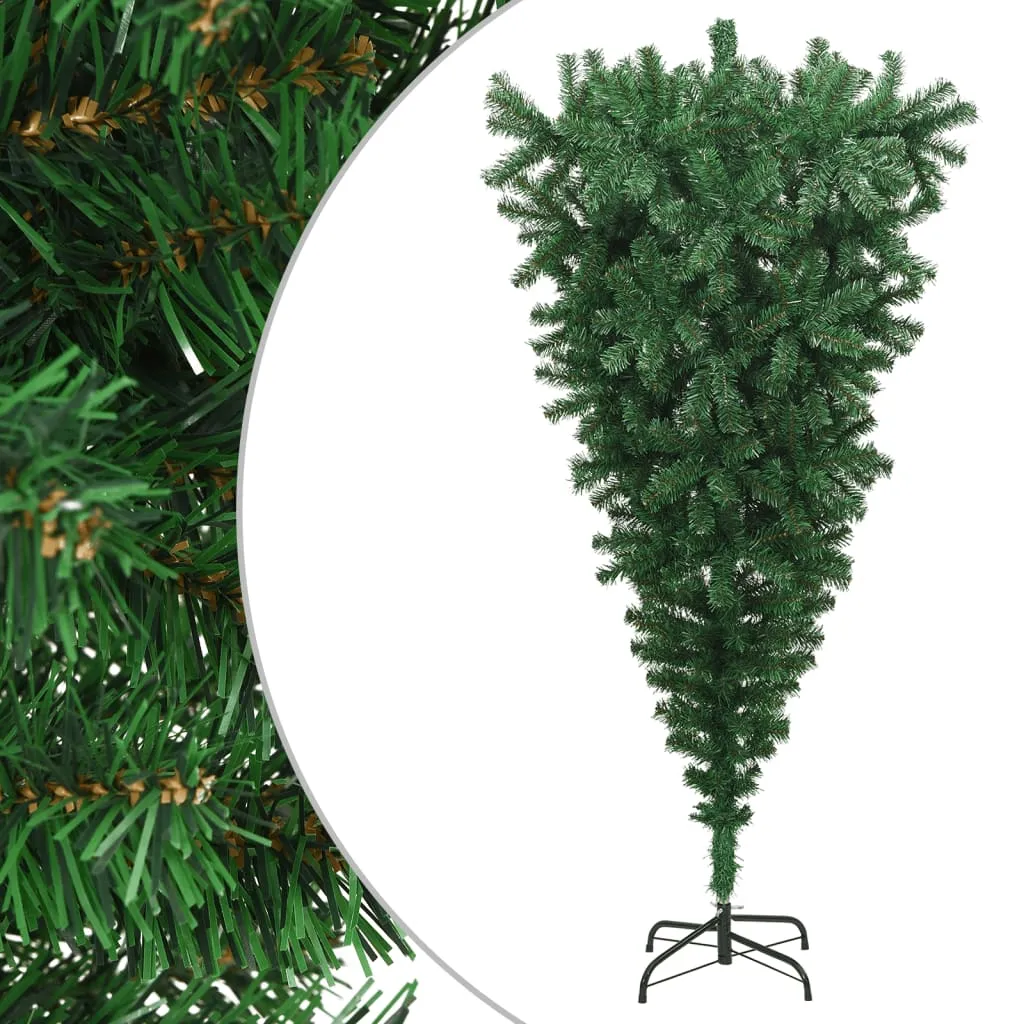 vidaXL Albero di Natale Artificiale Capovolto con Supporto Verde 210 cm PVC