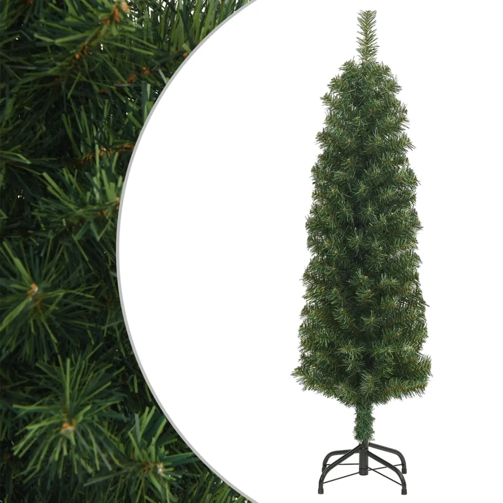 vidaXL Albero di Natale Artificiale Sottile con Base Verde 120 cm PVC