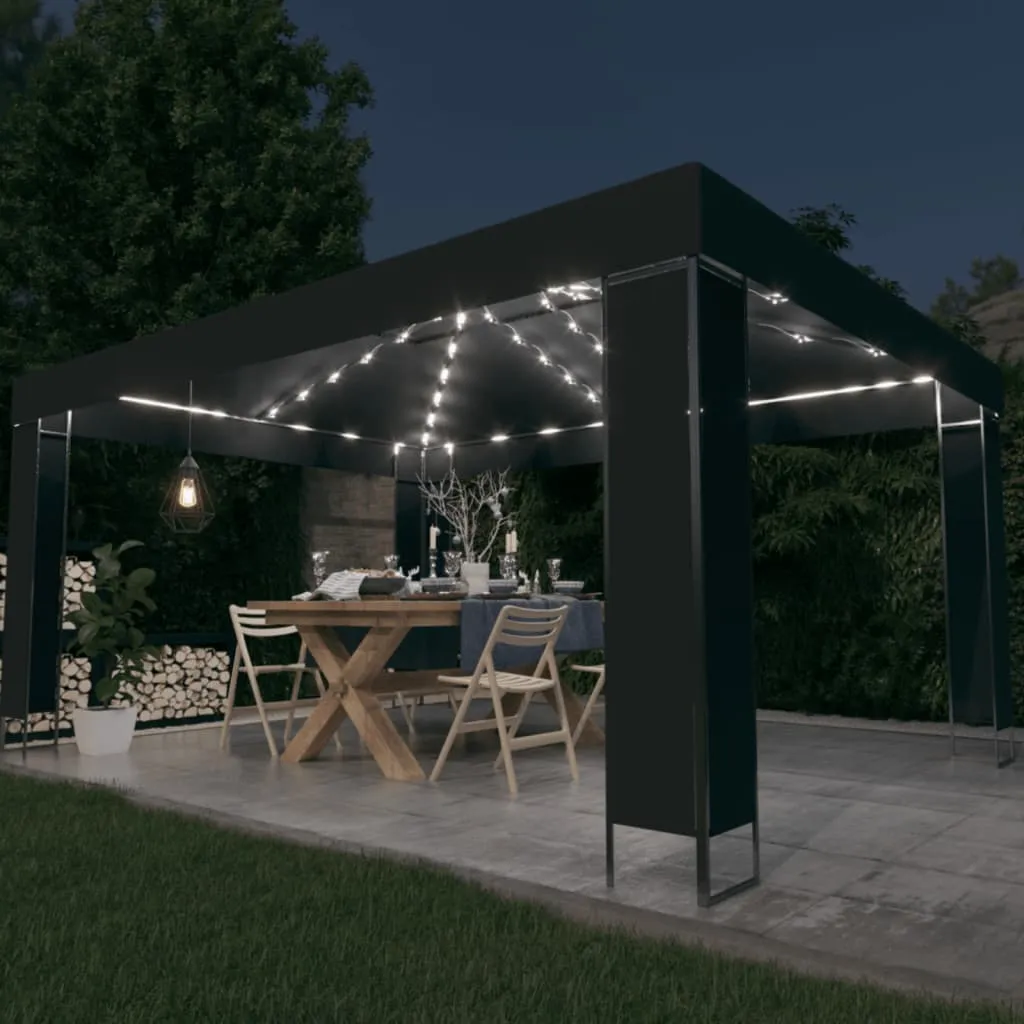 vidaXL Gazebo con Stringa di Luci LED Antracite 3x4 m