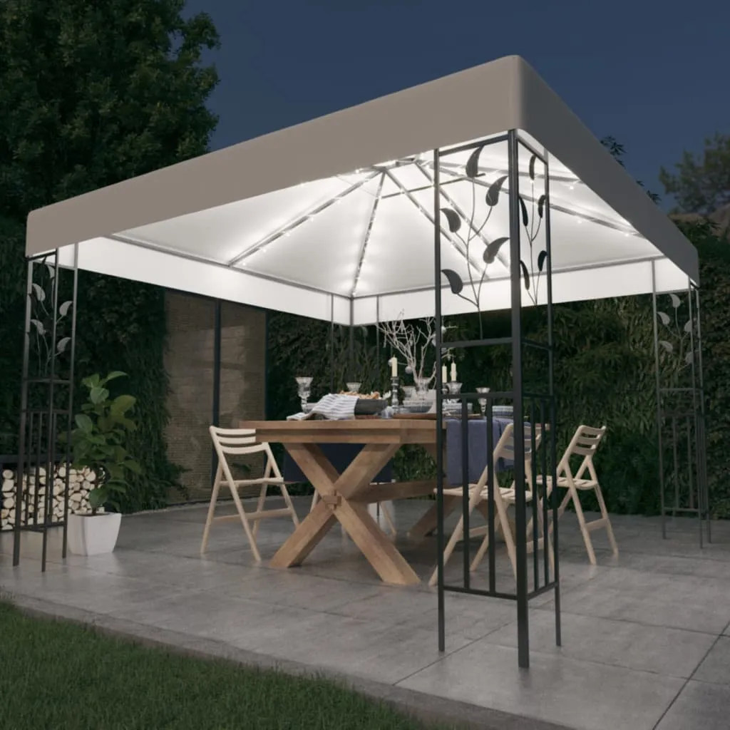 vidaXL Gazebo con Luci LED a Stringa 3x3 m Bianco