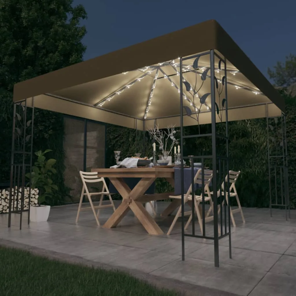 vidaXL Gazebo con Luci LED a Stringa 3x3 m Grigio Talpa