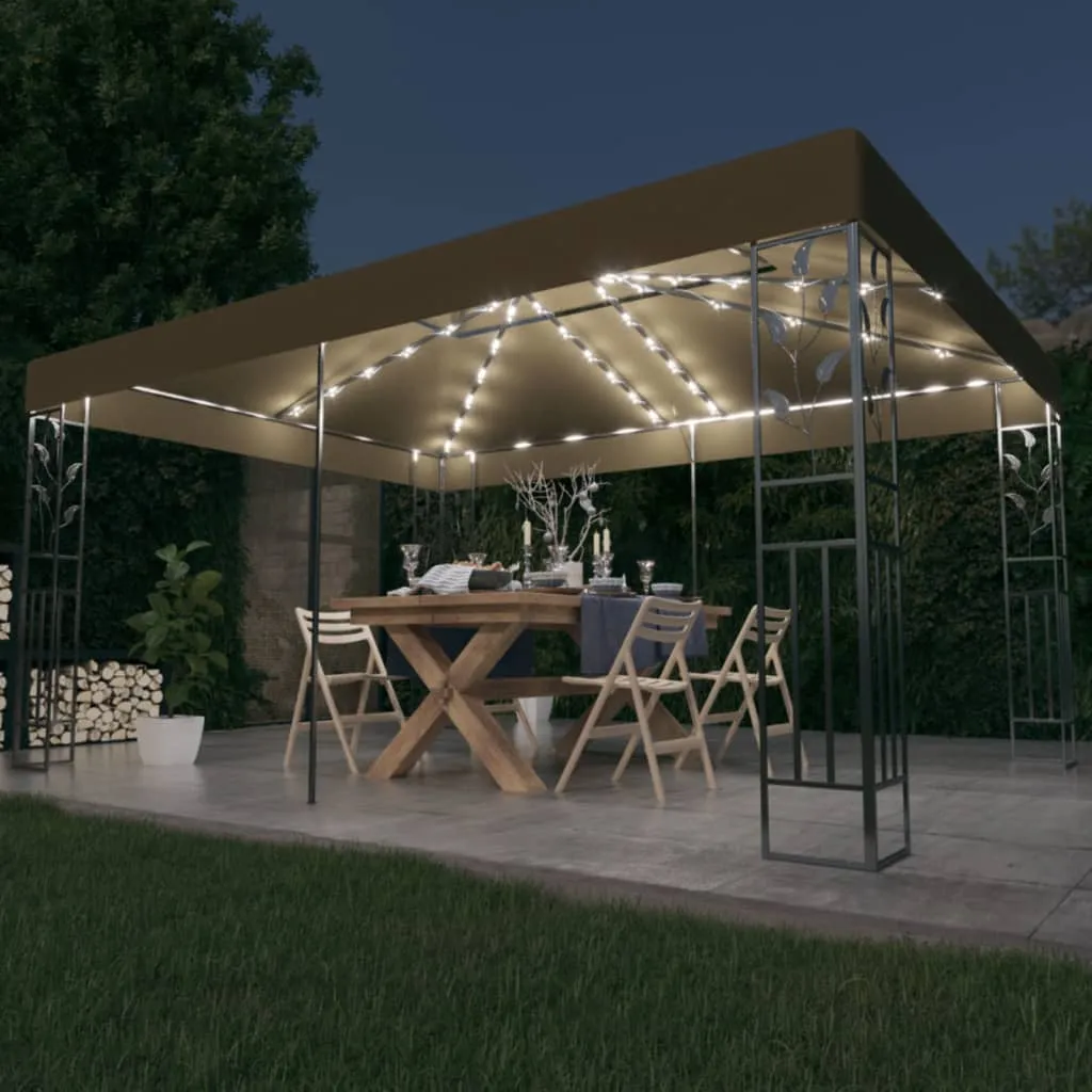 vidaXL Gazebo con Tetto Doppio e Luci LED 3x4 m Grigio Talpa